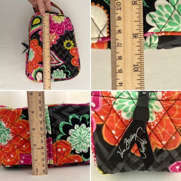 Vera Bradley Lunch Bag Floral Insulated Tote Pink Orange Black Double Handle - Picture 11 of 14